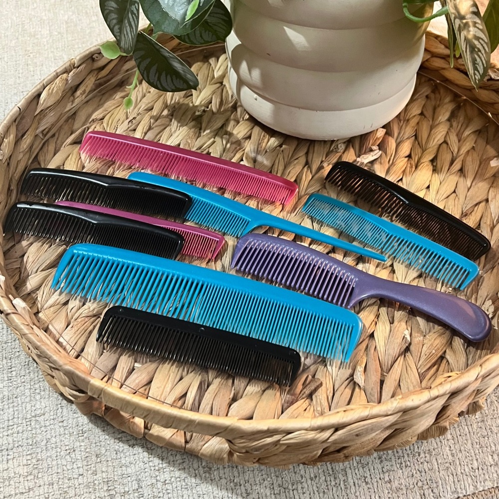 Vintage Hair Combs Lot of 11 Colorful Assorted‎ Styling Teeth Comb Bundle
